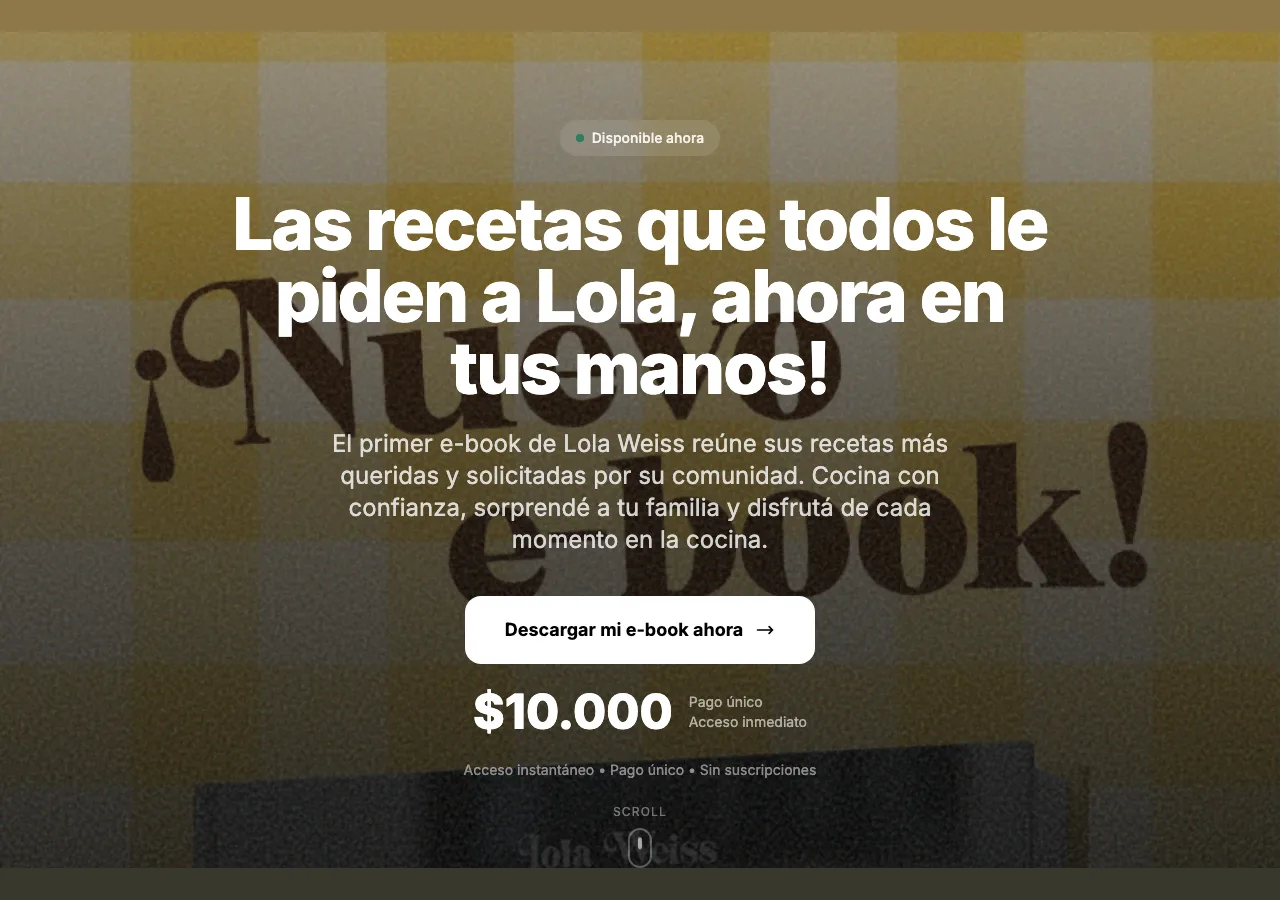 Página de ventas de Lola Weiss